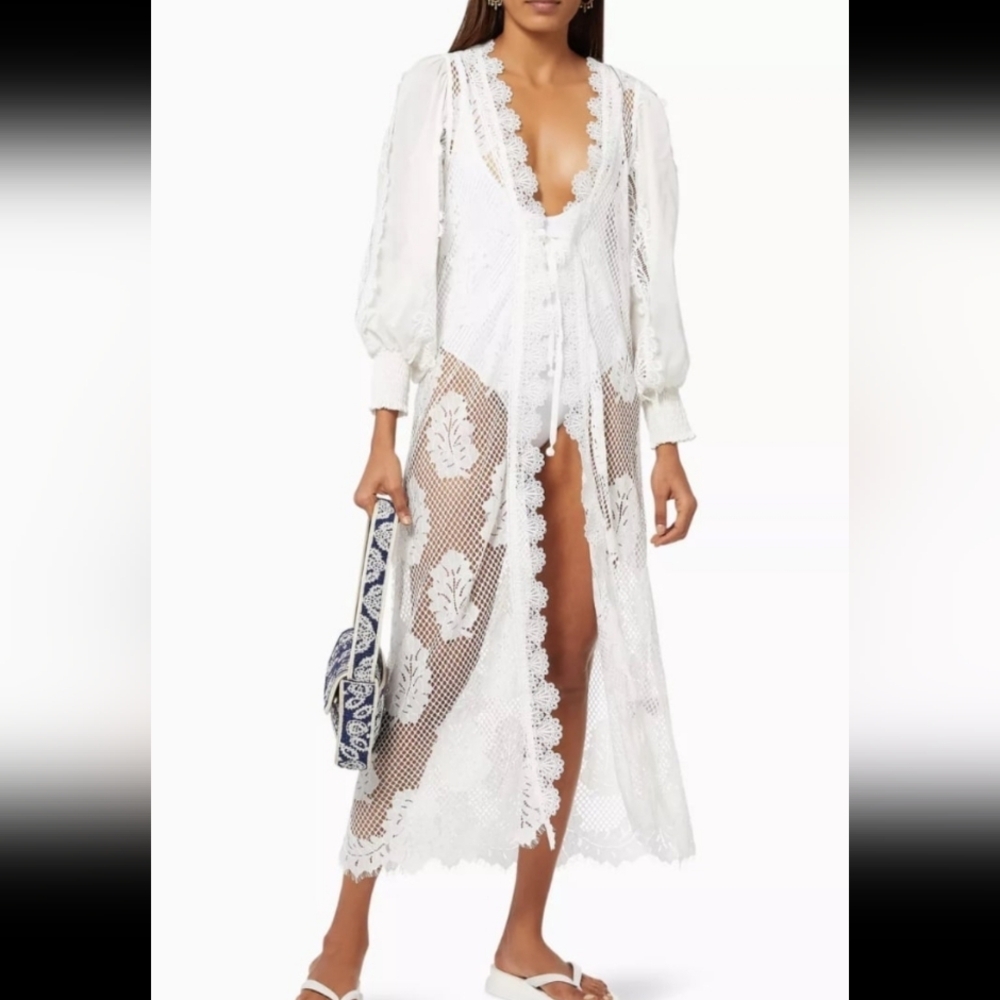 Chic White Lace Beach Coverup